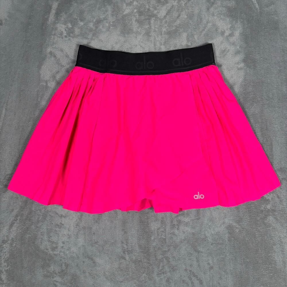 Alo Yoga Pink Pleated Tennis Pickleball Golf Skort XS Athletic Built-In Shorts